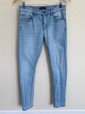 Ring of Fire Mens Skinny Jeans Light Wash Distressed Denim w31xl30